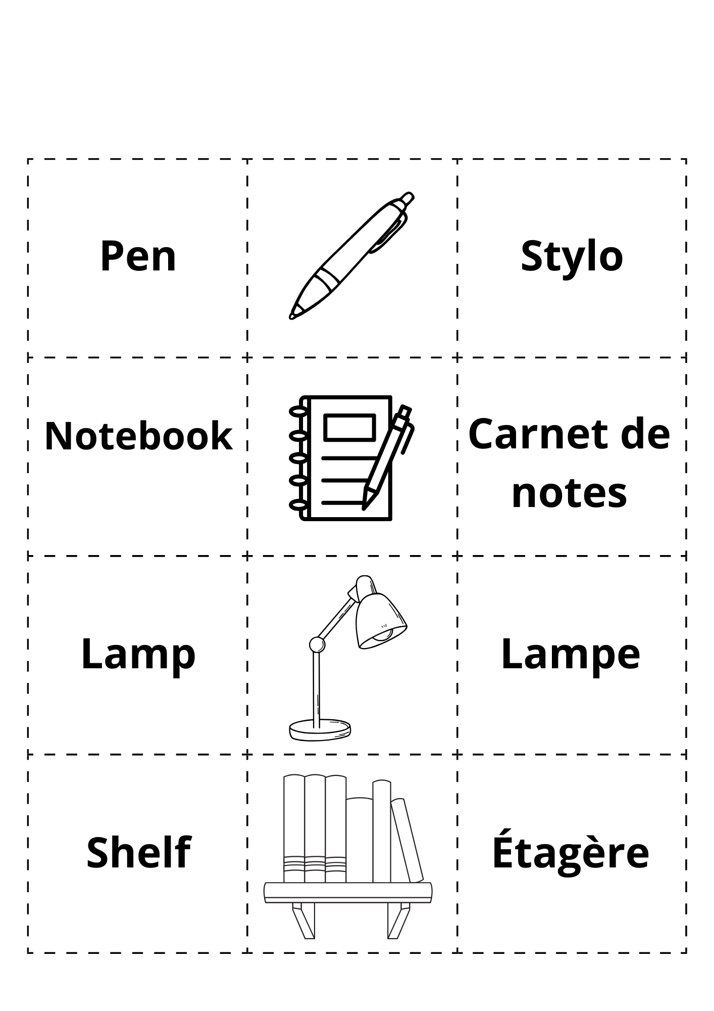 Bilingual Cut And Stick Coloring Book -Household Objects- Fr