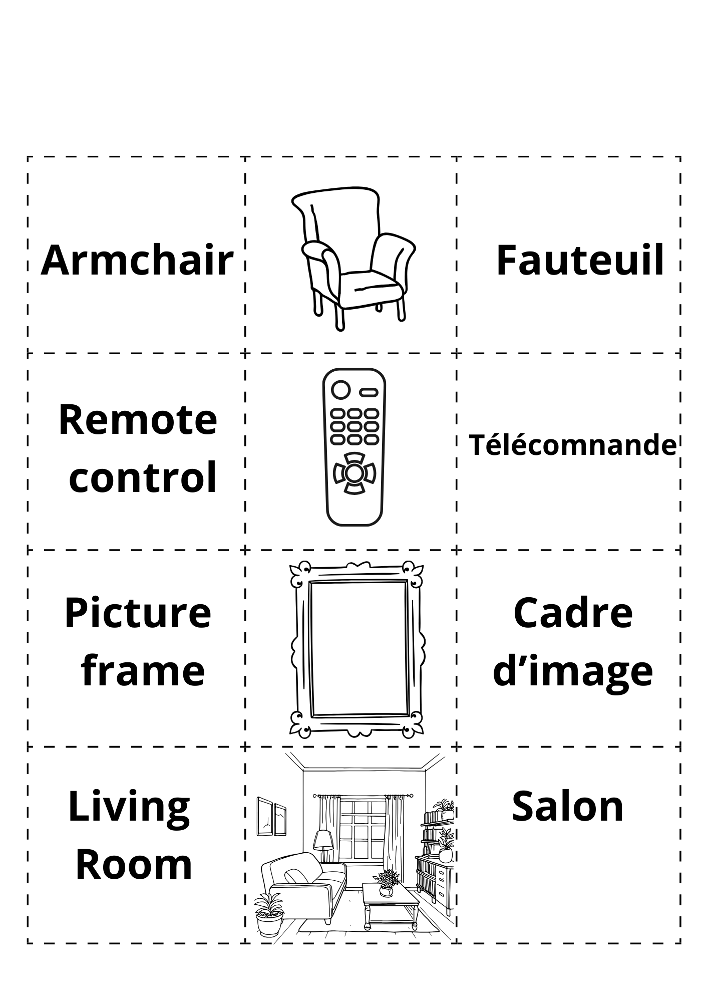 Bilingual Cut And Stick Coloring Book -Household Objects- Fr