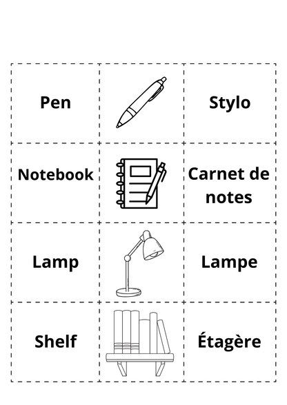 Bilingual Cut And Stick Coloring Book -Household Objects- Fr