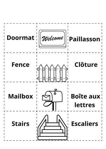 Bilingual Cut And Stick Coloring Book -Household Objects- Fr