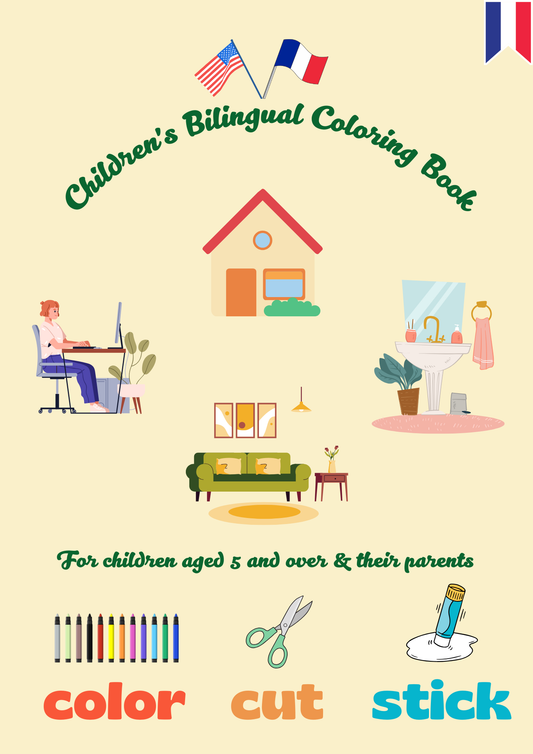 Bilingual Cut And Stick Coloring Book -Household Objects- Fr